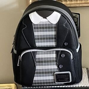 Loungefly Black and Gray Backpack with Plaid Accents
